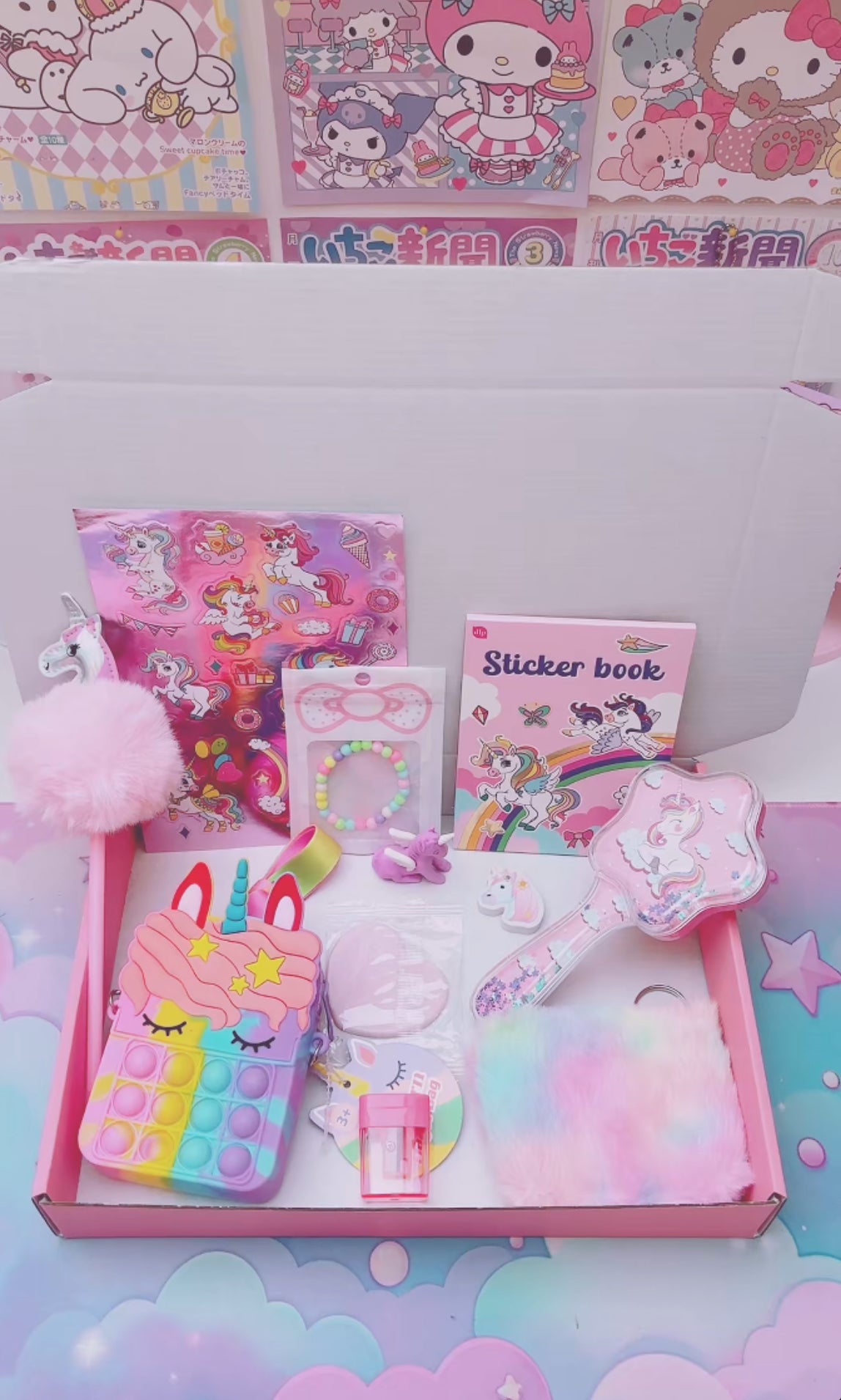 Box à thème Licorne rose Pop
