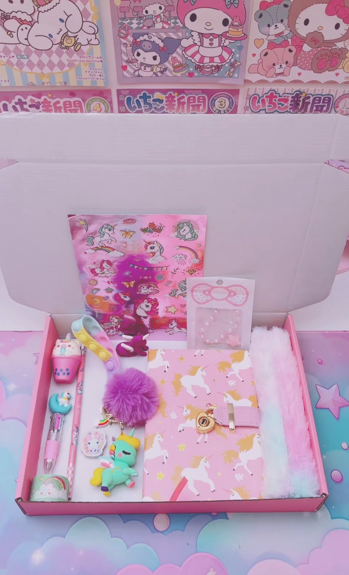 Box à thème Licorne rose